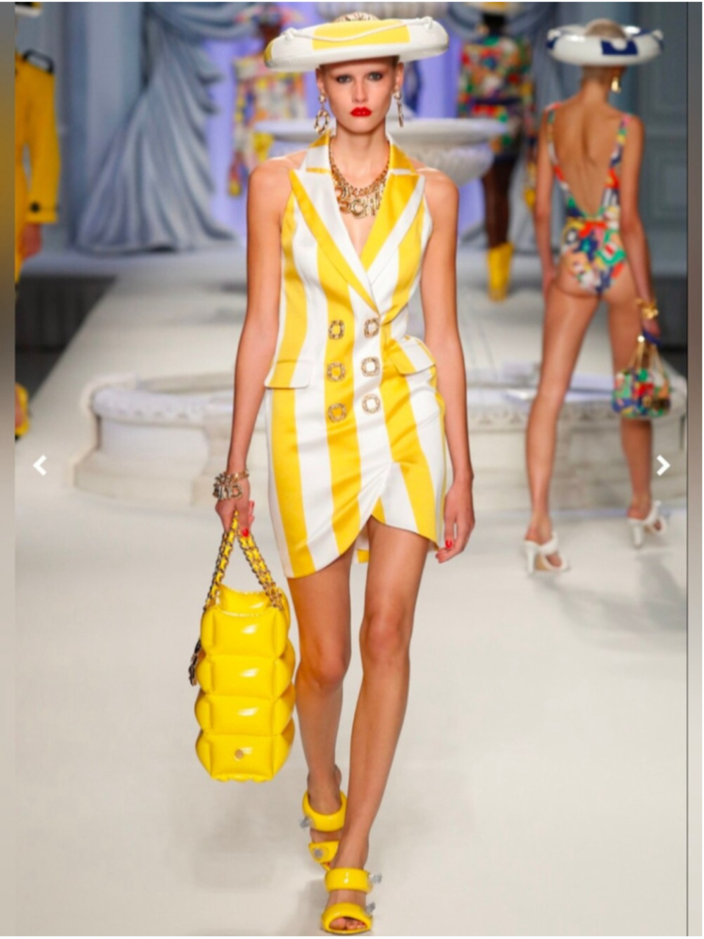 Moschino Runway SS2023 Striped Blue and White Sleeveless Blazer Dress 6 BNWT
